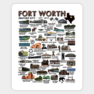 Fort Worth Map Art Sticker